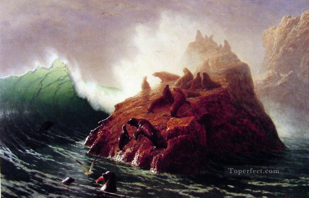 Seal Rock luminism seascape Albert Bierstadt Oil Paintings